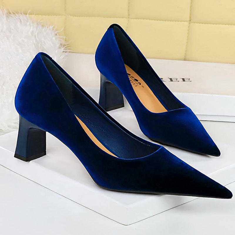 Women New Glam Velvet  6cm Hig - огляд і ціна Women'S Shoes Navy Blue