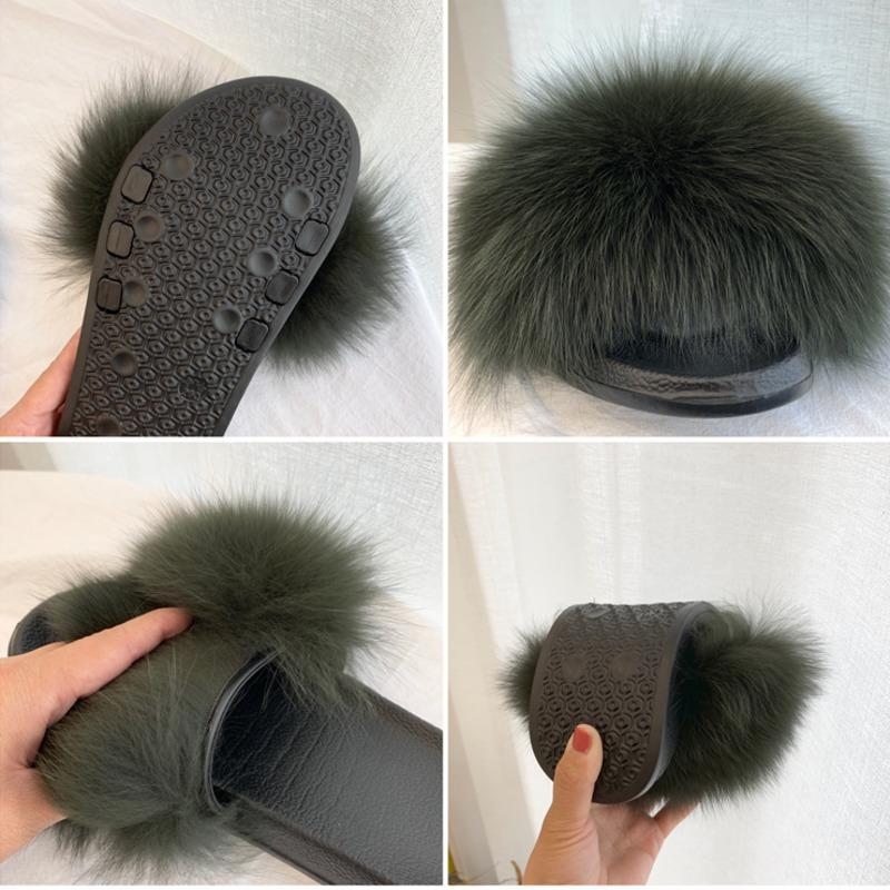 Real Fur Slides Summer Fox Fur - огляд і ціна Women'S Shoes Navy Blue