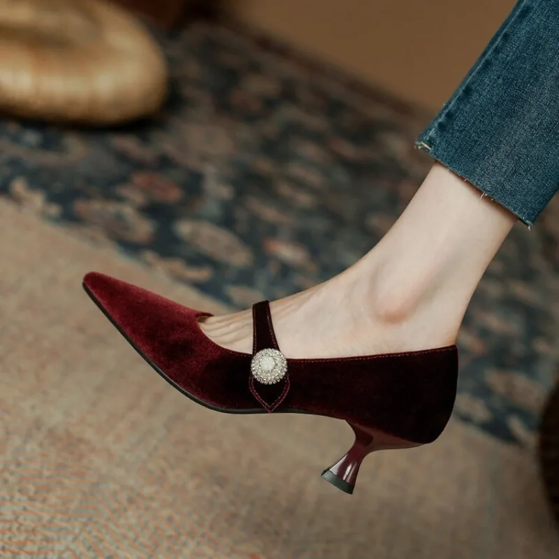 Wine Red Pointed Toe Mary Jane - огляд і ціна Women Shoes With Heels