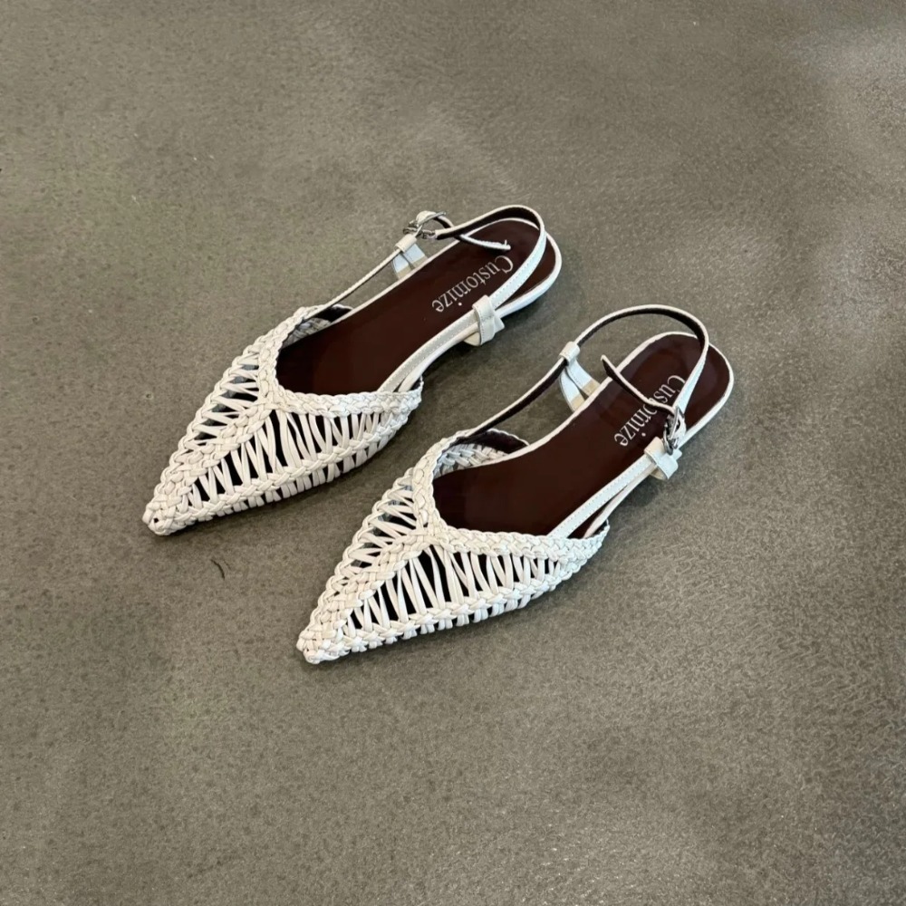 Pointed Woven Roman Style Sand - огляд і ціна Slip On Mule Flat