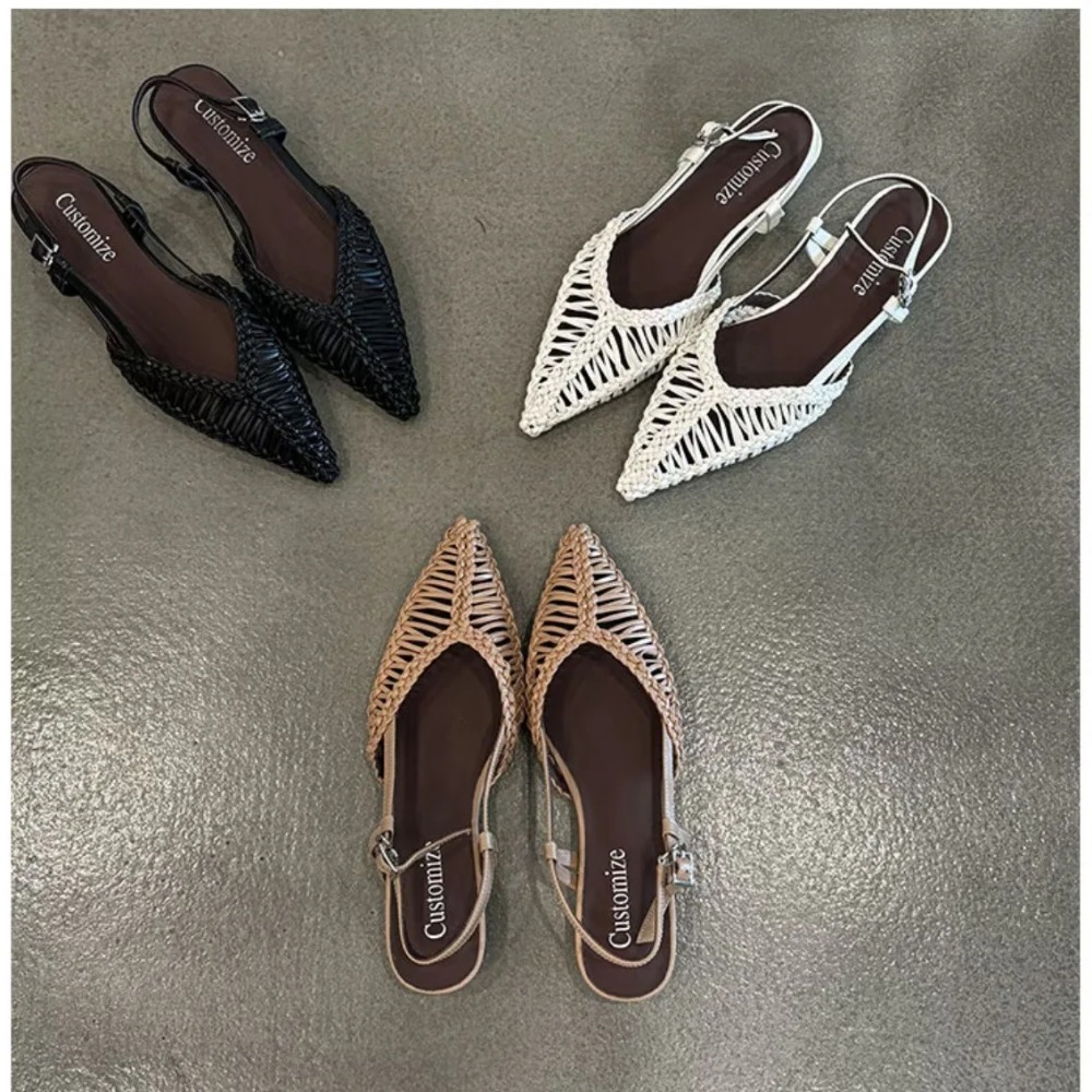 Pointed Woven Roman Style Sand - огляд і ціна Slip On Mule Flat