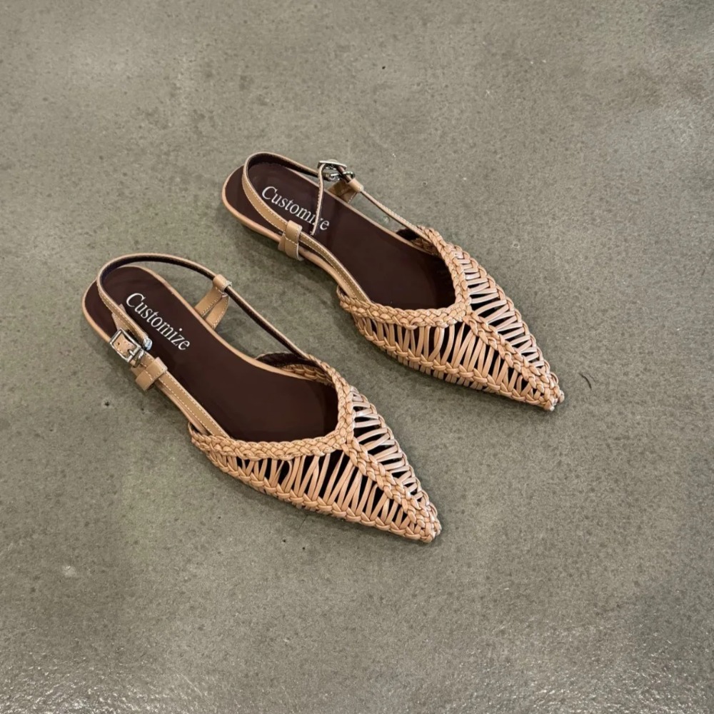 Pointed Woven Roman Style Sand - огляд і ціна Slip On Mule Flat