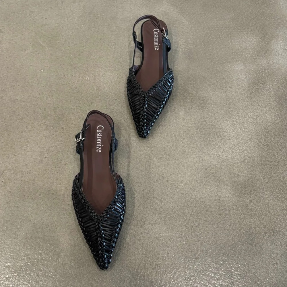 Pointed Woven Roman Style Sand - огляд і ціна Slip On Mule Flat