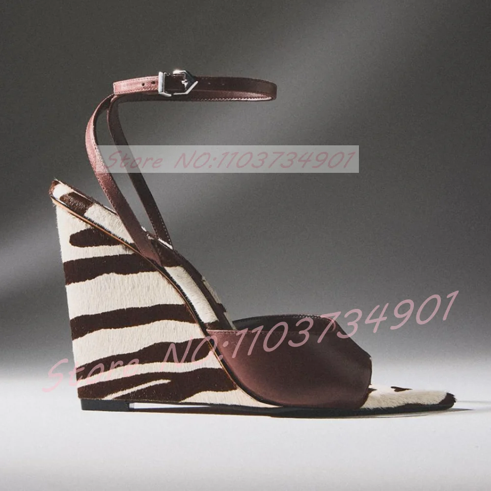 Zebra-Print Horsehair Wedge Sa - огляд і ціна Clear Strap Heel