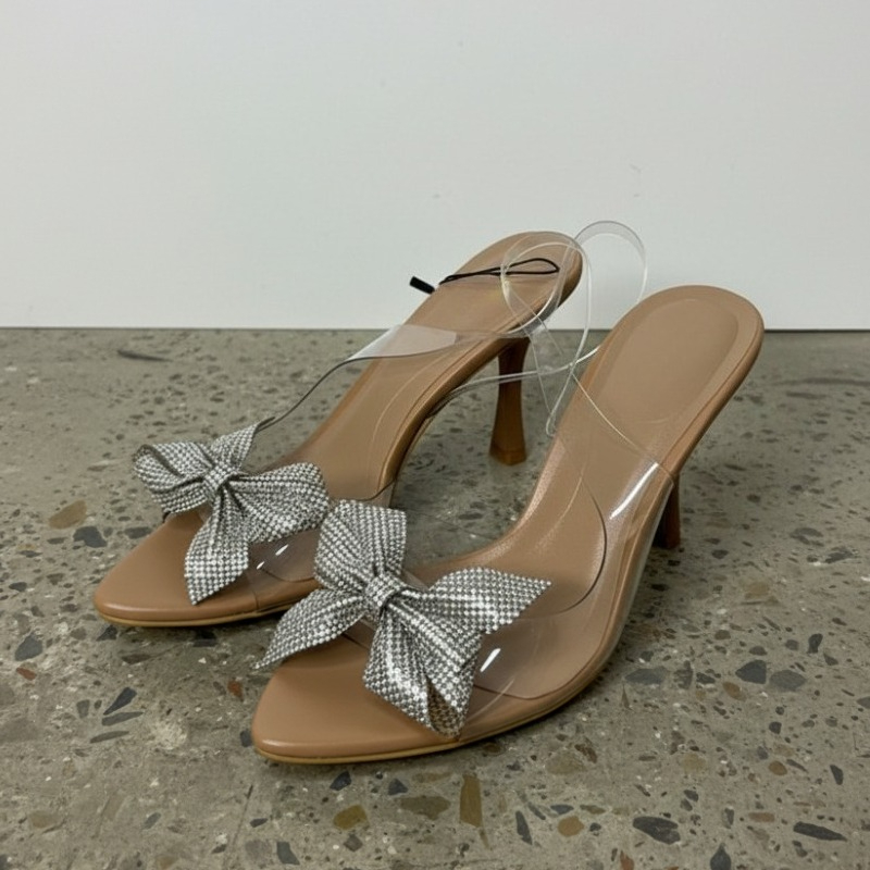 Clear PVC Rhinestone Bow Heels - огляд і ціна Clear Strap Heel